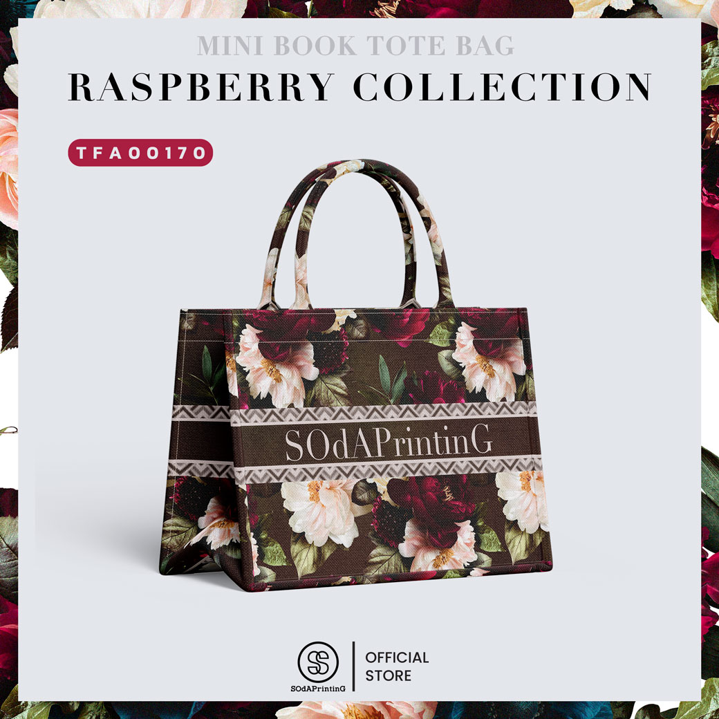 กระเป๋า Mini Book tote bag Raspberry Collection ใส่ชื่อได้ รหัส TFA00169-TFA00172 #SOdAPrintinG
