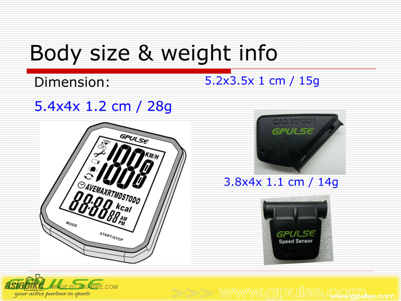 ไมล์จักรยาน G.PULSE WIRELESS CYCLOCOMPUTER WITH CADENCE 20 ฟังชั่น
