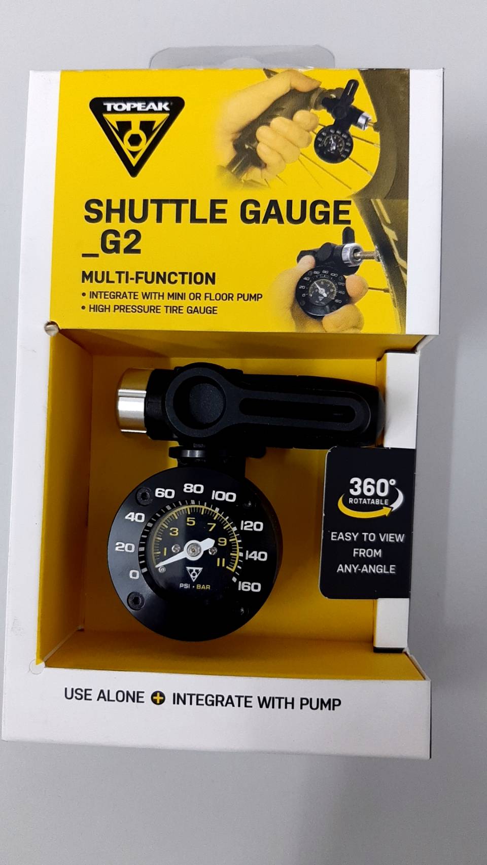 ตัววัดดิจิตอล TOPEAK SHUTTLE™ GAUGE G2 ART NO TSUTG-04 สามารถวัดลมได้สูงสุด 160 psi / 11 bar