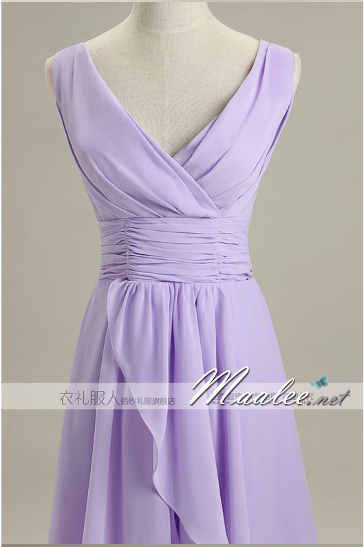 พร้อมส่ง ชุดราตรีสั้น ชุดเพื่อนเจ้าสาว สีม่วงอ่อน Lavender