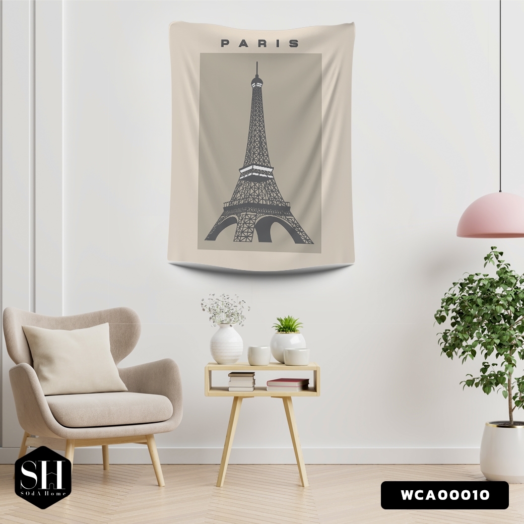 ผ้าติดผนัง ผ้าแขวนผนัง ผ้าตกแต่ง The City Of Paris WCA00010 #SOdAhome #SOdAPrintinG #WallCloth