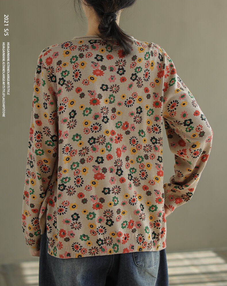 เสื้อยืดไหมพรมลายดอกไม้