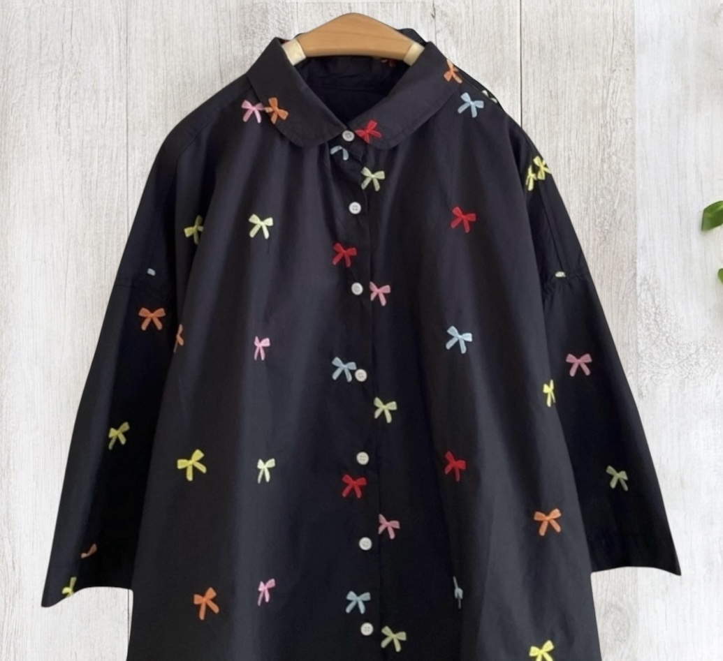 เสื้อผ้าคอตตอนปักลายโบว์