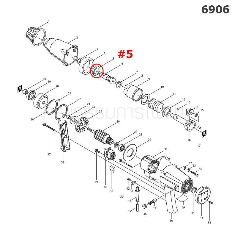 แหวนรอง 25 บล็อคไฟฟ้า Makita 6906 [#5] Pn.253939-8 (แท้) ##
