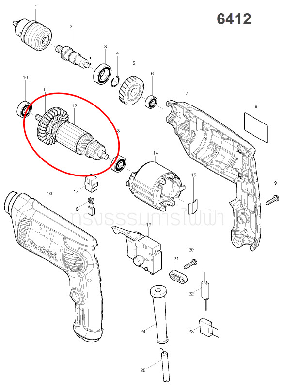 ทุ่น สว่าน Makita-มากีต้า 6411, 6412, 6413 (แท้) ##(*)