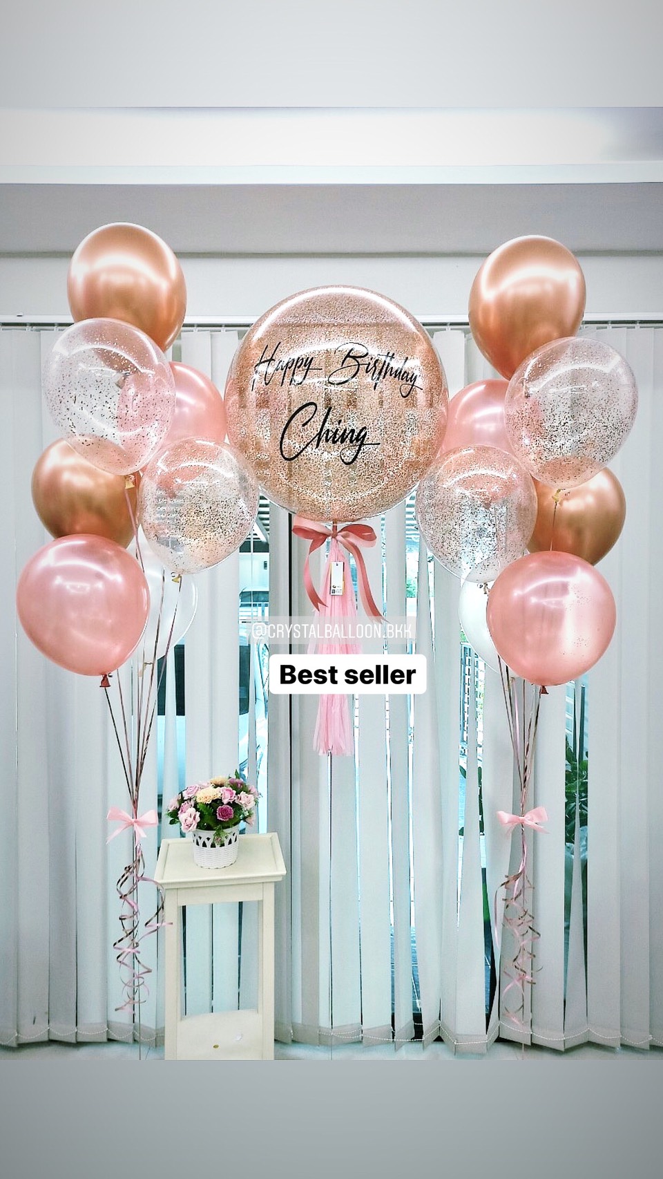 ลูกโป่ง วันเกิด Bubble ขนาด 24" พร้อม ช่อลูกโป่ง ช่อ 7 ลูก 2 ช่อ,ลูกโป่งใส ใส่กลิตเตอร์ พร้อมตกเเต่ง สามารถเปลี่ยนสีลูกโป่ง/เปลี่ยนข้อความ/เปลี่ยนขนาดได้
