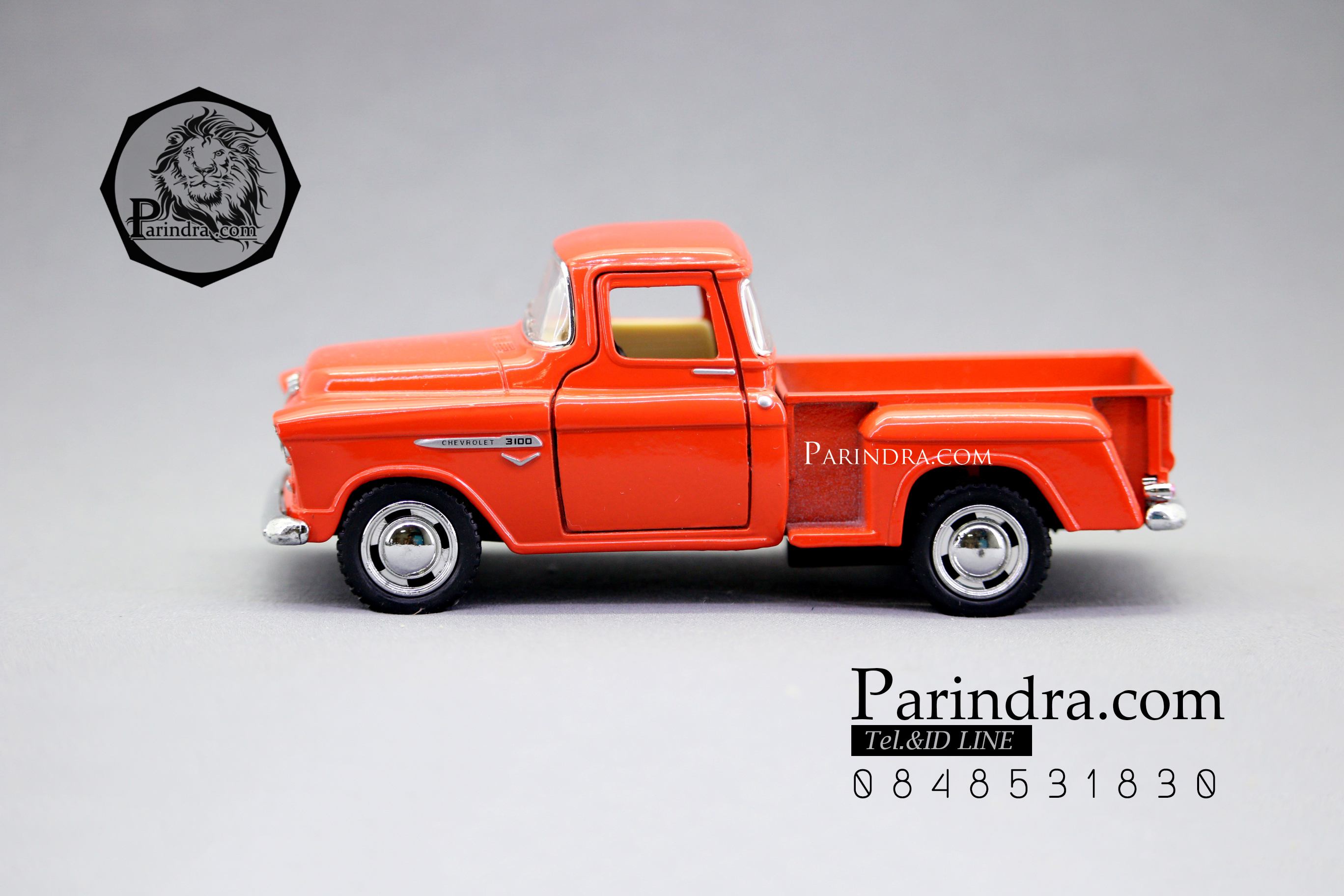 โมเดลรถเหล็กรถจำลอง CHEVROLET Chevy Stepside Pick-up 1955 สีส้ม
