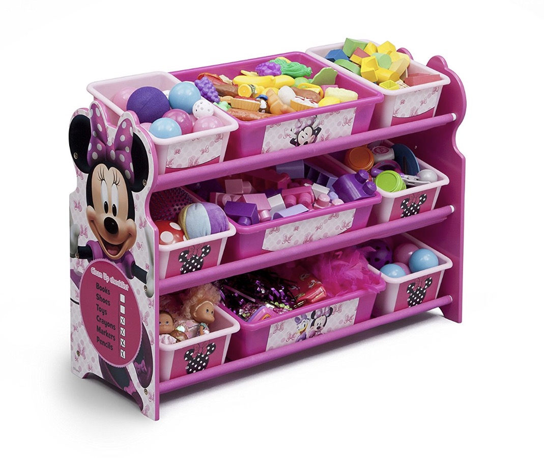 ชั้นเก็บของเด็กแบบกล่องพลาสติก 9 ช่อง หรูหรา ขนาดใหญ่ ลายมินนี่เม้าส์ ลิขสิทธิ์แท้จากอเมริกา Delta Children Disney Minnie Mouse Deluxe 9 Bin Organizer