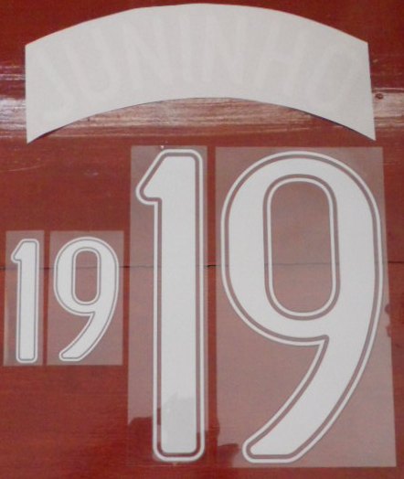 ชุดชื่อและเบอร์ติดเสื้อฟุตบอล #19 จูนินโย่ ทีมชาติบราซิล (ชุดเยือน 2006) PLAYER SIZE ชุดลุยศึกฟุตบอลโลก 2006 ใหม่ / #19 JUNINHO BRAZIL National Football Team (Away 2006) PLAYER SIZE Name and Number Set World Cup 2006 NEW
