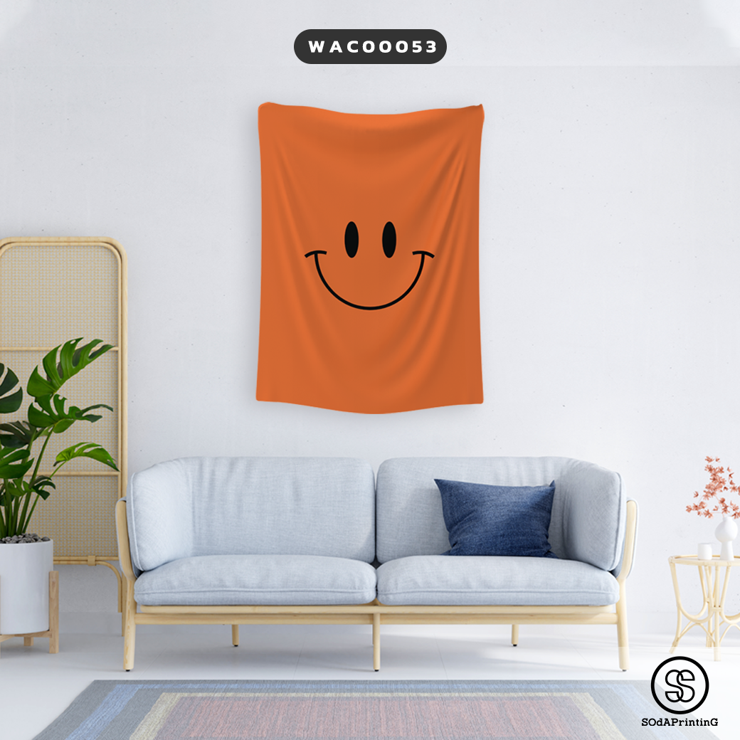ผ้าติดผนัง ผ้าแขวนผนัง ผ้าตกแต่ง Smiley สีส้ม WCA00053 #SOdAhome #WallCloth