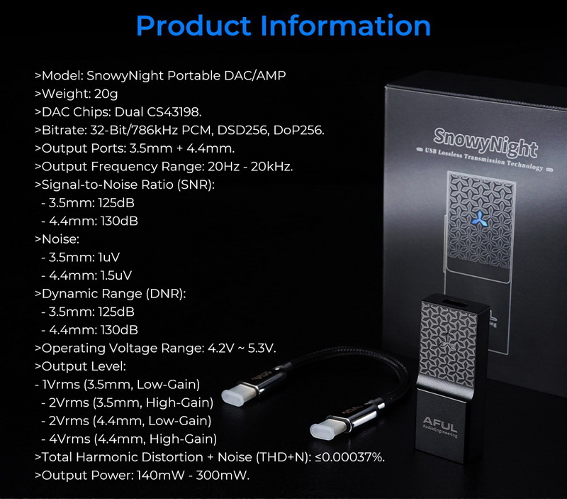 SnowyNight DAC/AMP พกพา ประสิทธิภาพสูง ชิป DAC CS43198 x2 ประกันศูนย์ไทย