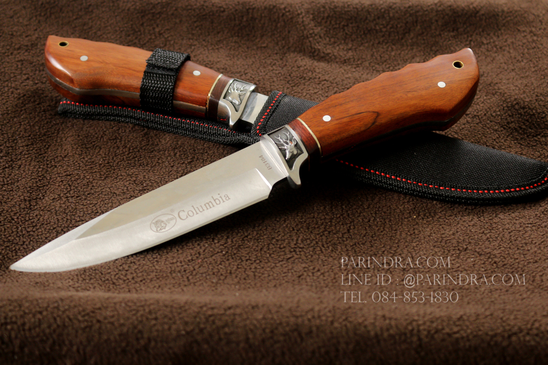 มีด Columbia A3184 ด้ามไม้คลาสสิค ขนาด 11 นิ้ว การ์ดลายกวาง