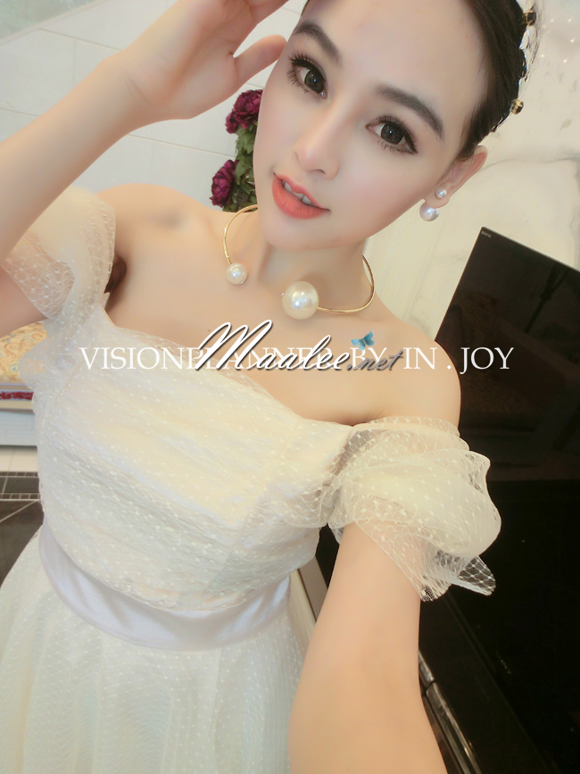 พร้อมส่ง ชุดออกงาน ชุดเดรสสั้น สีครีม Apricot