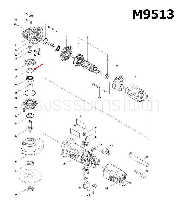 RETAINING RING(INT)R-32 Makita M9513 [#24] Pn.257978-0 (แท้)(**)