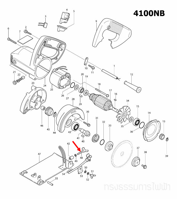 น๊อตหางปลา M6X28 เครื่องตัดคอนกรีต Makita 4100NB [#48], 4100NH [#46] Pn.924341-9 (แท้) ##