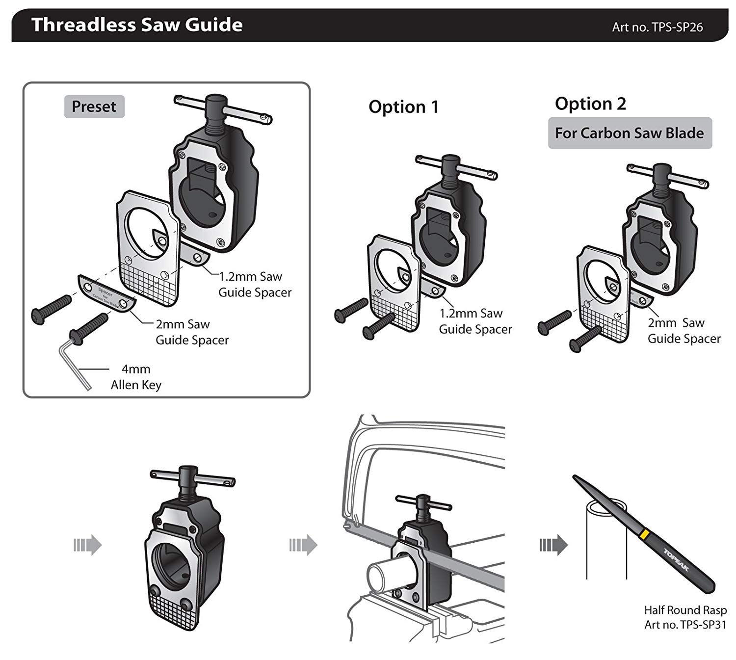 TOPEAK THREADLESS SAW GUIDE ตัวจับ เวลาตัดซางคอ , TPS-SP26