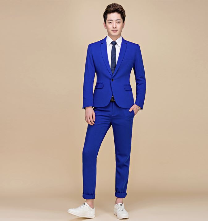 Pre-order ชุดสูทชาย สีน้ำเงินสด สไตล์เกาหลี