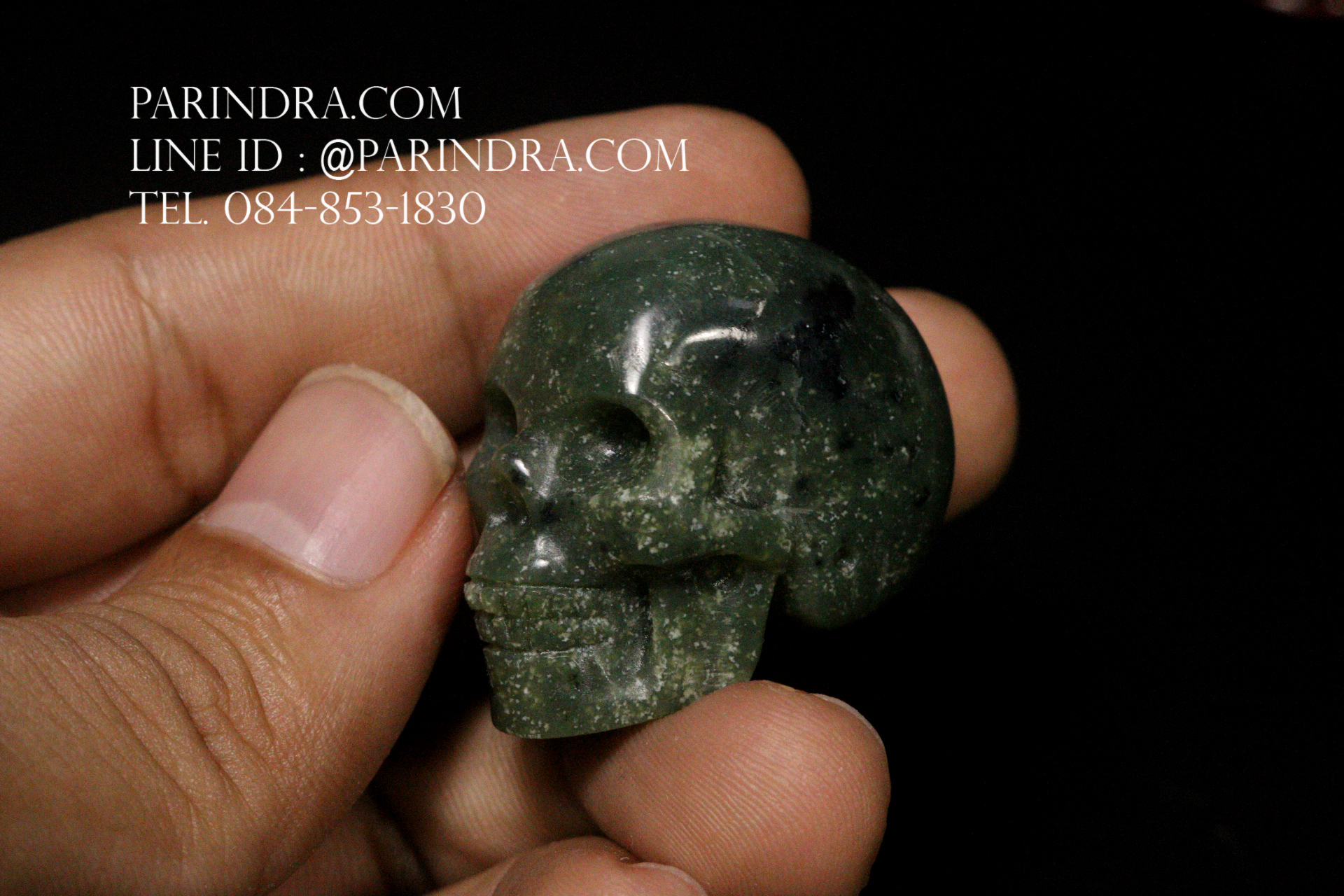 หินแร่ AVENTURINE แกะสลักรูปหัวกระโหลก #SKC004