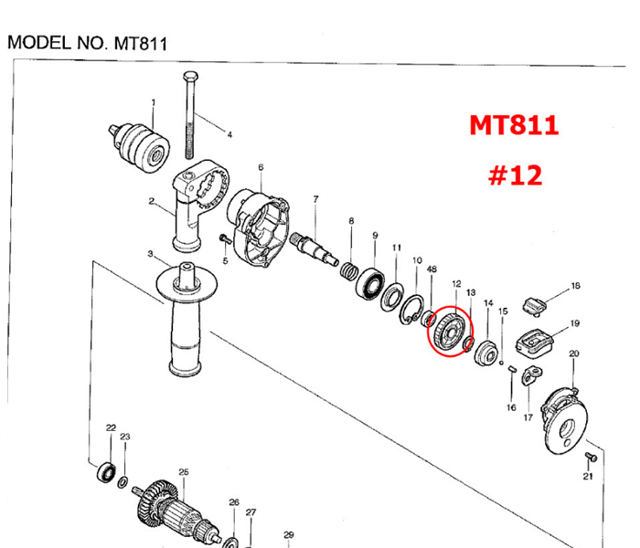 เฟือง สว่าน Maktec MT811 [#12] Pn.226586-8 (แท้) ##