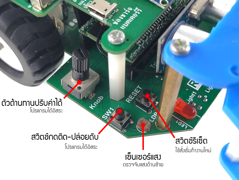 Rapbit32XA หุ่นยนต์พร้อมแขนจับ เขียนโปรแกรมไพทอน