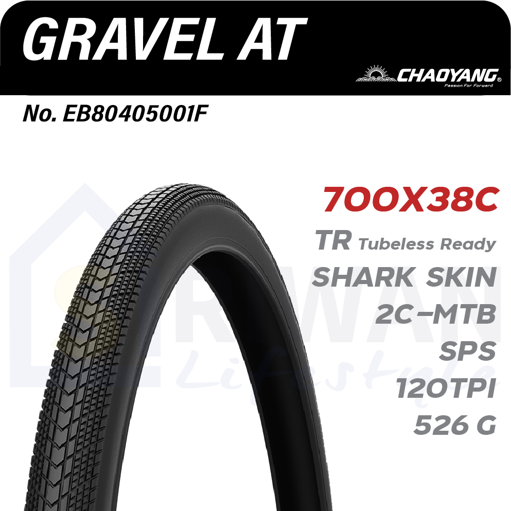 CHAOYANG ยางนอกจักรยาน GRAVEL AT ขนาด 700x38c ยางพับ (แพ็ค 1 เส้น) รุ่น EB80405001F น้ำหนัก 526 กรัม