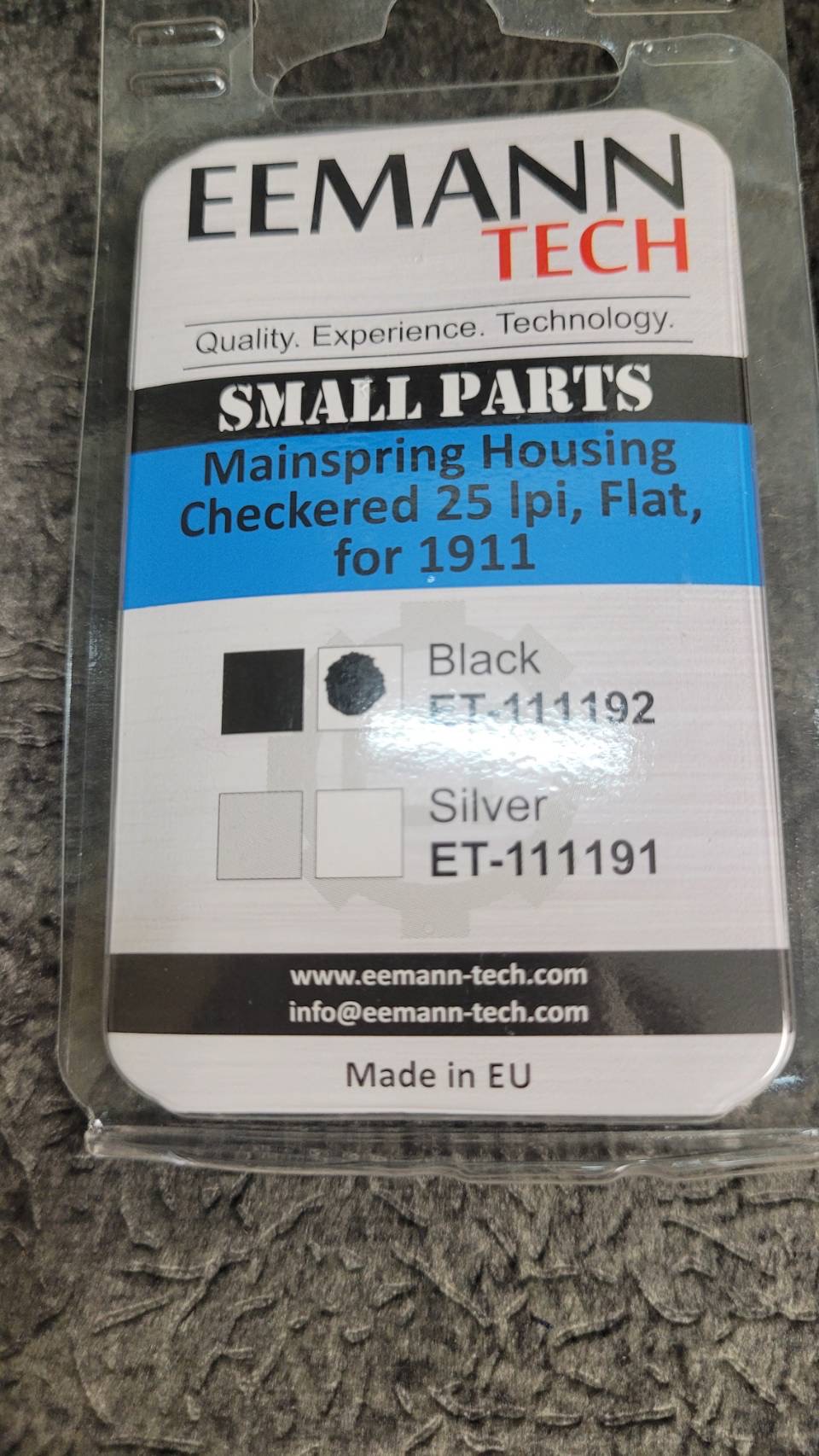 Eemann Tech Mainspring Housing for 1911, Checkered 25 lpi, Flat -Color : Black