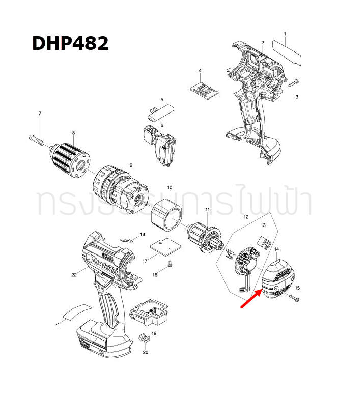 REAR COVER สว่านกระแทกไร้สาย Makita มากีต้า DHP482, DDF482 Pn.456099-7 (แท้) ##