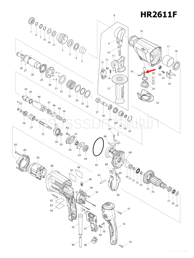COMPRESSION SPRING 5 สว่านโรตารี่ Makita มากีต้า BHR242, DHR242, BHR243, DHR243, HR2300, HR2600, HR2601, HR2610, HR2611F, HR2611FT, MT870 Pn.234147-0 (แท้) ##(**)