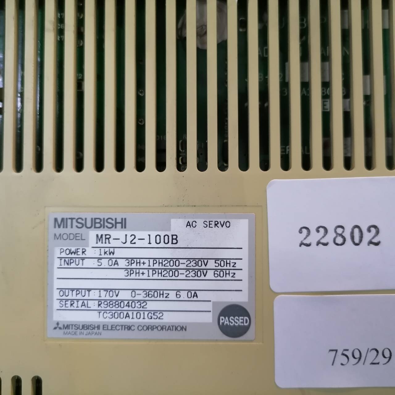 SERVO DRIVE “ MITSUBISHI ” รุ่น MR-J2-100B