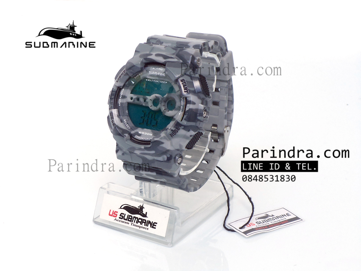 นาฬิกา US submarine รุ่น TP1340M (Military) สีลายพรางทหารสีเทาอ่อน หน้าปัดพื้นน้ำเงิน