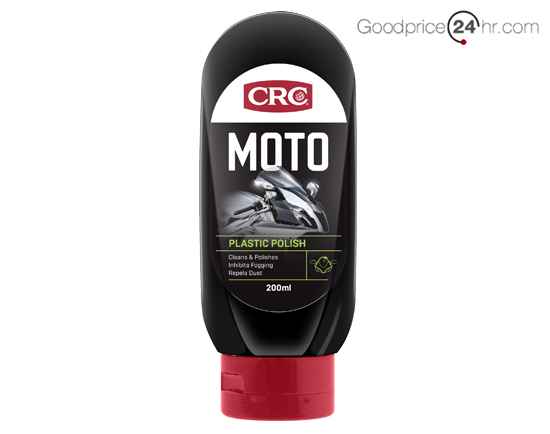 c-200. CRC MOTO PLASTIC POLISH นํ้ายาฟื้นฟูุ รักษา พื้นผิวพลาสติก Shield แผงหน้าปัด ไฟหน้า ไฟท้าย 200ml