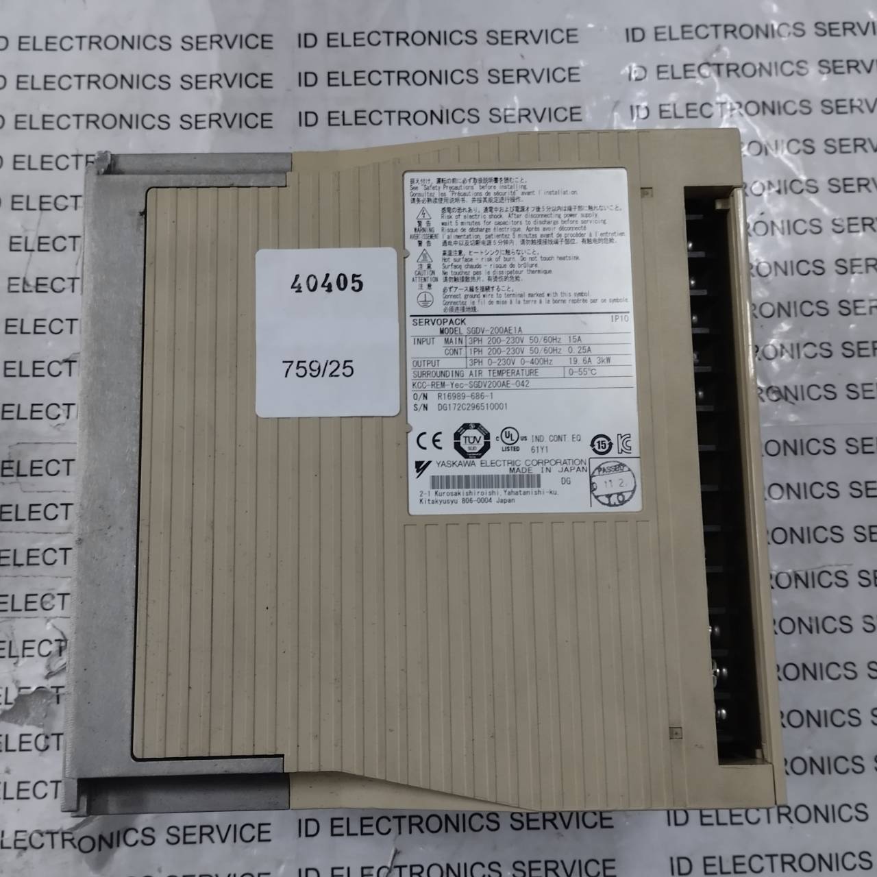 SGDV-200AE1A SERVO DRIVE " YASKAWA "