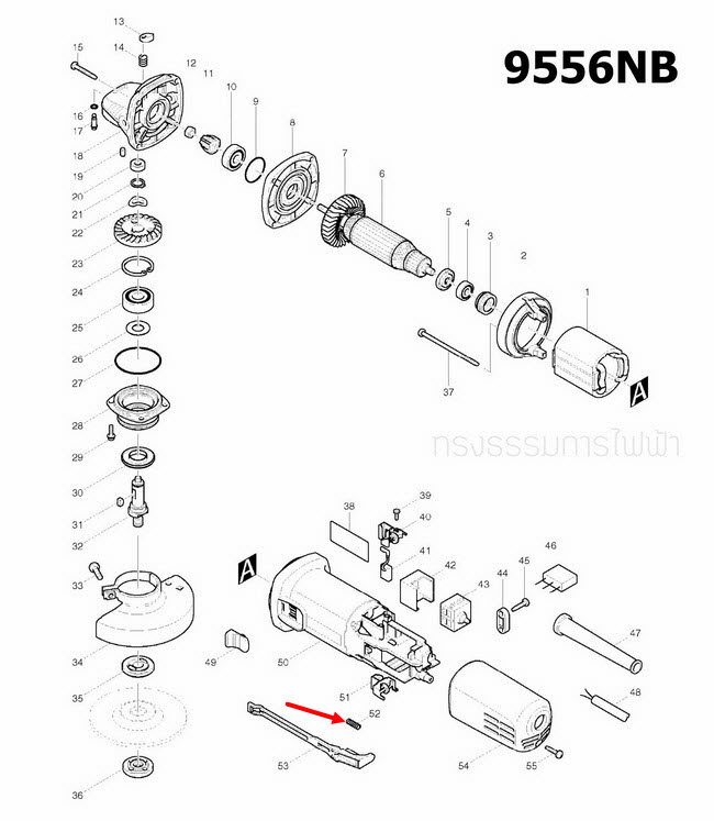 COMPRESSION SPRING 4 หินเจียรไฟฟ้า Makita-มากีต้า 9556, NB, HN,9553NB [#52] Pn.233121-5 (แท้) ##