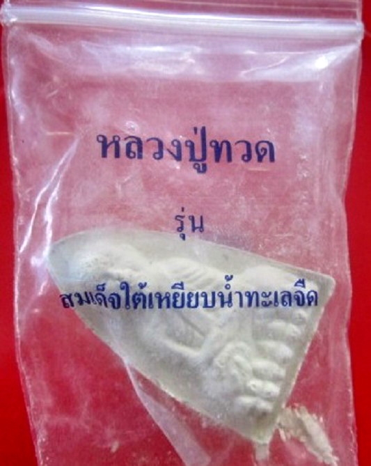 พระเนื้อผง หลวงพ่อทวด สมเด็จใต้ เหยียบน้ำทะเลจืด หลังปั๊มเจดีย์ พร้อมซองคับจากวัด ไม่ทราบที่ องค์ที่3