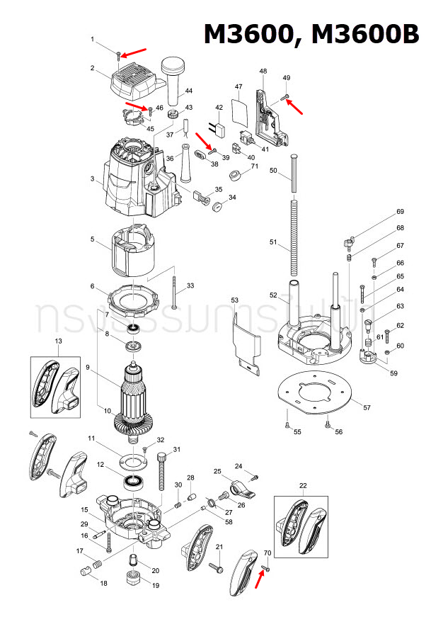 TAPPING SCREW 4X18 Makita, Maktec MT190, MT560, DDF486, M1100, M1100KX1B, M1901, GA5010, GA5020, M6001, M6001B Pn.266326-2 (แท้)+