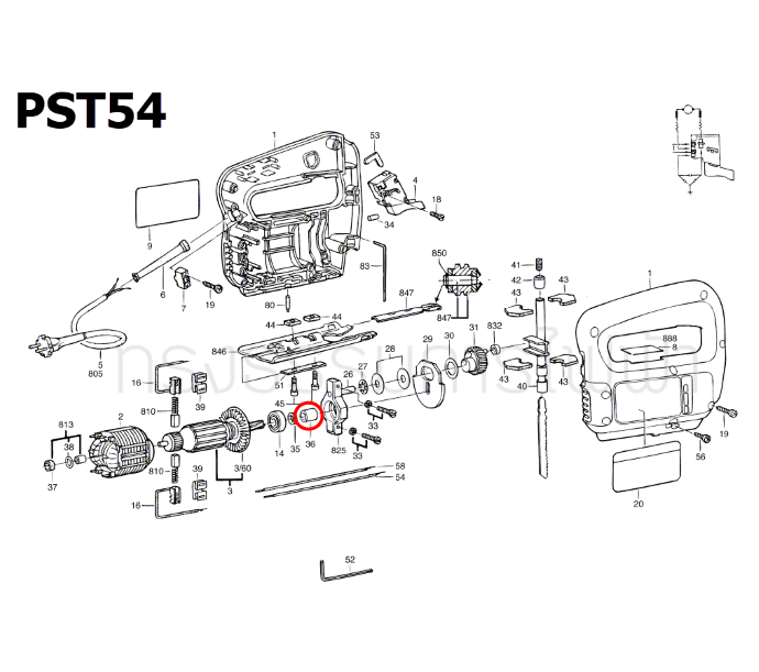 ปลอกนำ สว่านโรตารี่ Bosch บอช PST 54 [#36] Pn.2600400024 (แท้-สั่ง)