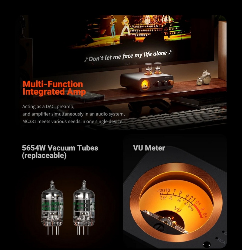 Fosi Audio MC331 Bluetooth Amplifier หลอดแก้วพร้อม DAC และ VU Meter ประกันศูนย์ไทย