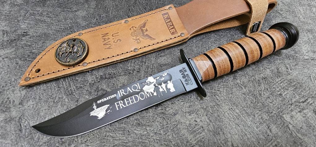 Ka-Bar Bowie US Navy Operation Iraqi Freedom Fixed Blade Knife (7" Black)