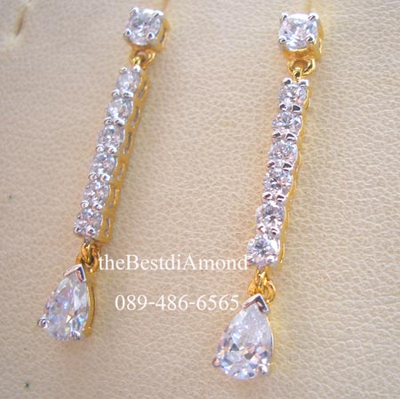 BE610+++ต่างหูระย้ารูปหยดน้ำ+++สวย เรียบ หรู เด่น สง่า มีระดับมากๆๆๆ อยู่ได้นานไม่มี out ใส่แล้วหน้าเรียวสวยค่ะ