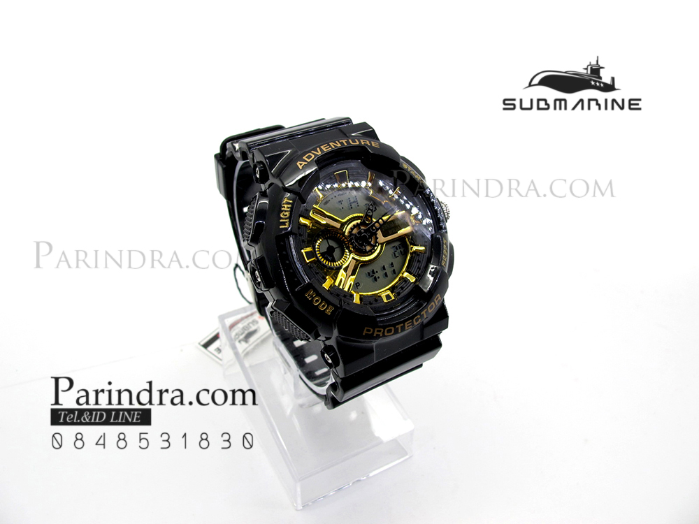 นาฬิกา US submarine Adventure Protector รุ่น TP3163M สีดำ-ทอง พื้นหลังเทา