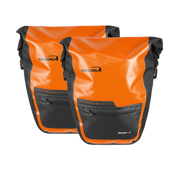 กระเป๋าแพนเนียร์ปลดเร็ว ขั้นเทพ IBERA PakRak Waterproof Panniers, 30ลิตร, IB-BA20-O กันน้ำ สีส้ม (ต่อคู่)