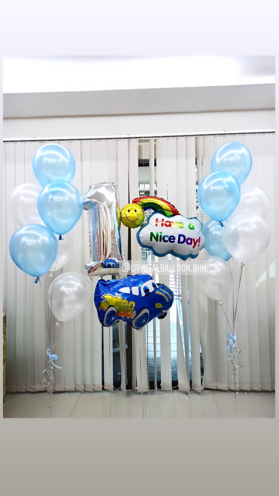 ลูกโป่ง วันเกิดเด็กชาย Theme รถแข่ง สีน้ำเงิน พร้อม ช่อลูกโป่ง ช่อ 6 ลูก 2 ช่อ,ฟอยล์ตัวเลข ขนาด 40" 1 ชิ้น,ฟอยล์สายรุ้ง 1 ชิ้น พร้อมตกเเต่ง สามารถเปลี่ยนสีลูกโป่ง/เปลี่ยนฟอยล์ตกแต่งได้