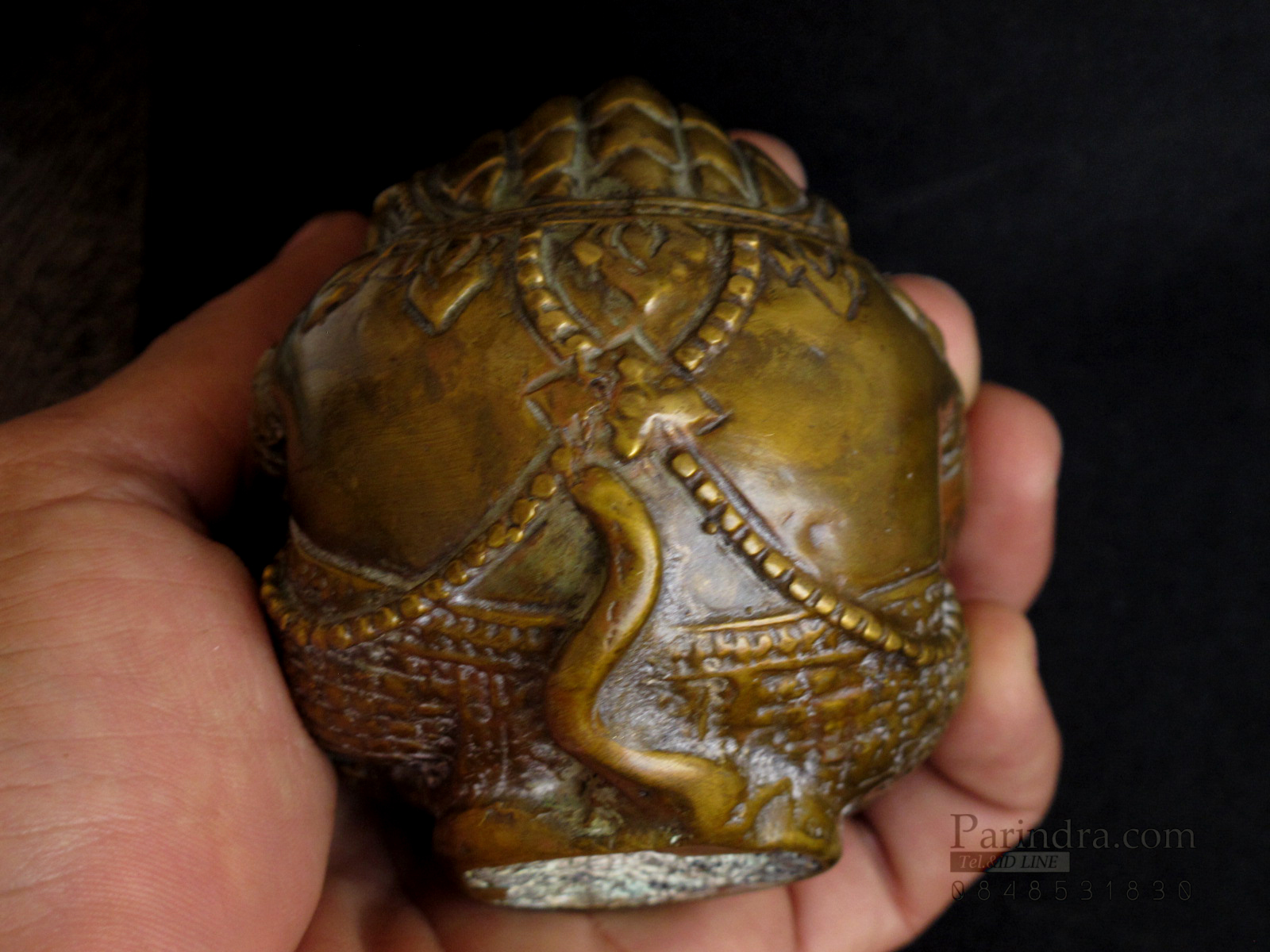 รูปหล่อทองเหลือง หนุมานอมจันทร์ งานฝีมือเก่า