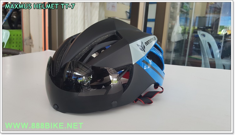 หมวกจักรยาน MAXMUS TT-7 แส่นติดหมวก (มีแว่น 2 ชิ้นเลนส์ดำ+ปรอท)