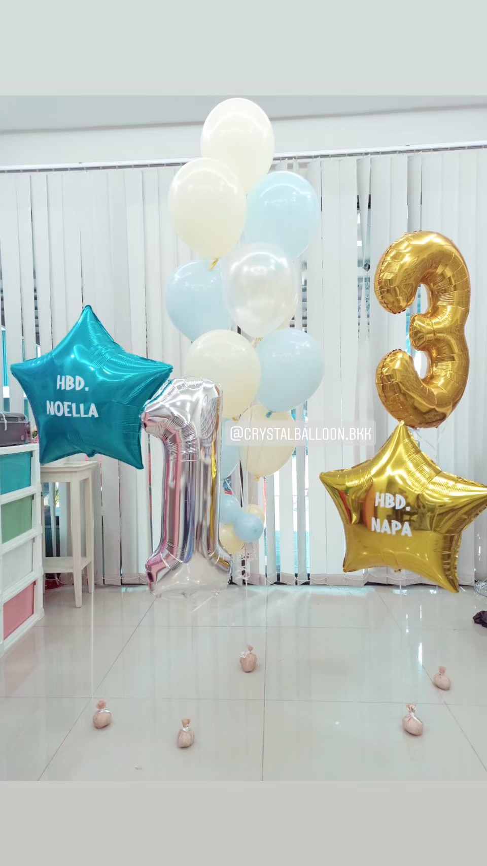 ลูกโป่ง วันเกิดเด็ก ช่อลูกโป่งพาสเทล ช่อ 12 ลูก 1 ช่อ พร้อม ฟอยล์ดาว ขนาด 24" 2 ชิ้น,ฟอยล์ตัวเลข ขนาด 40" 2 ชิ้น พร้อมตกเเต่ง สามารถเปลี่ยนสีลูกโป่ง/เปลี่ยนสี-ฟอยล์ตัวเลข/เปลี่ยนข้อความได้