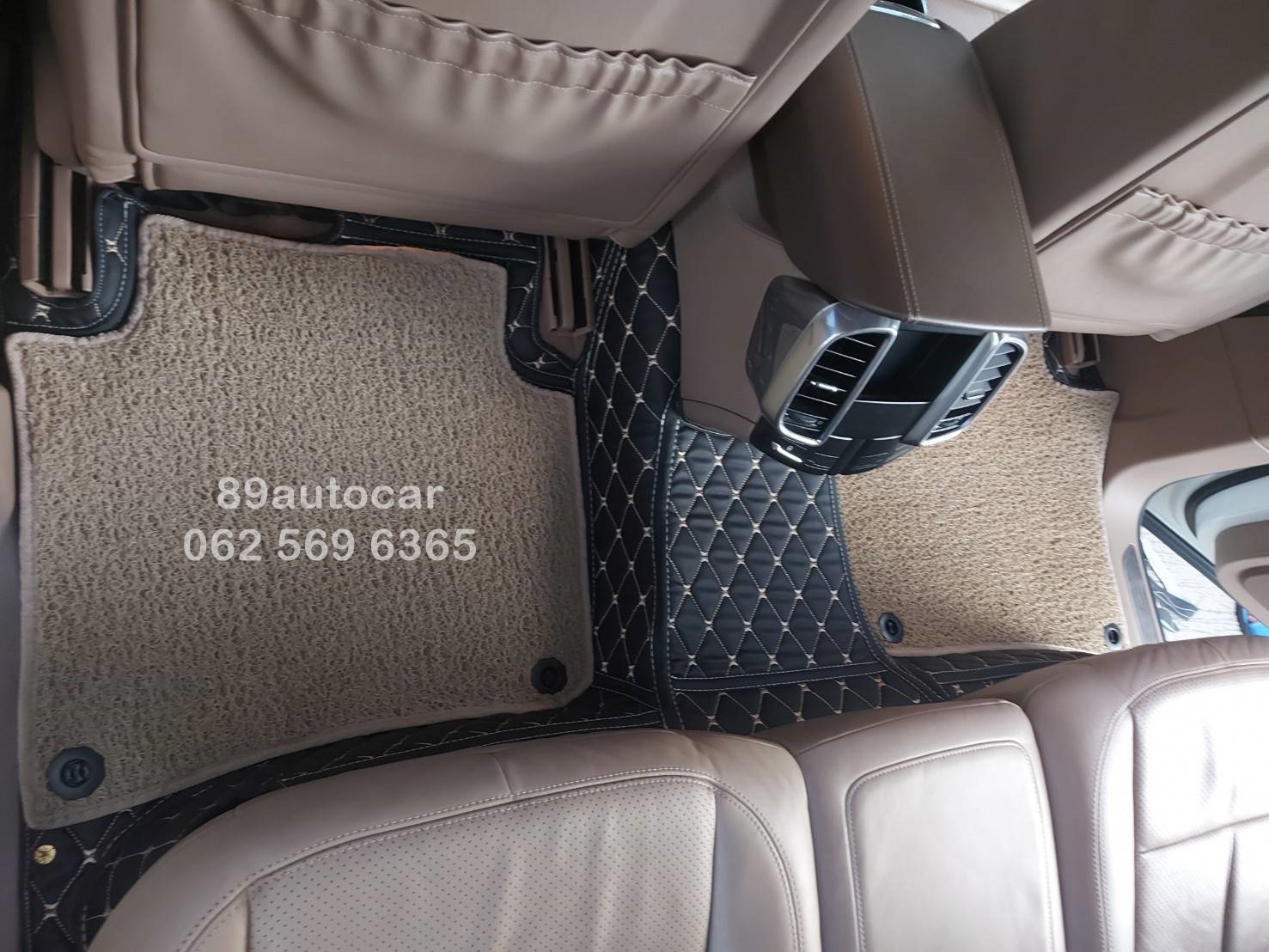 พรมรถ Porsche Cayenne 2013 ปูพรม7D สีดำด้ายทอง + พรมดักฝุ่นสีครีม เต็มคัน