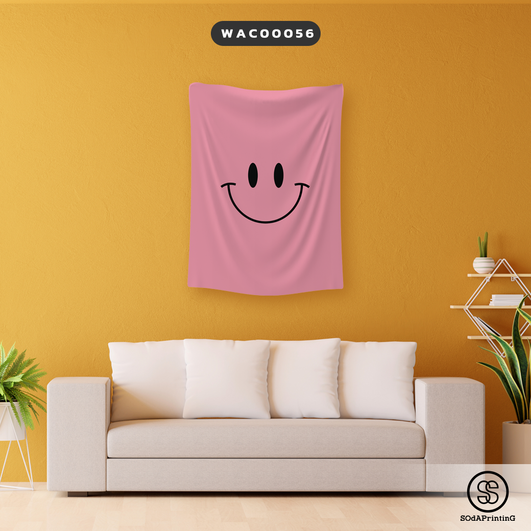ผ้าติดผนัง ผ้าแขวนผนัง ผ้าตกแต่ง Smiley สีชมพู WCA00056 #SOdAhome #WallCloth