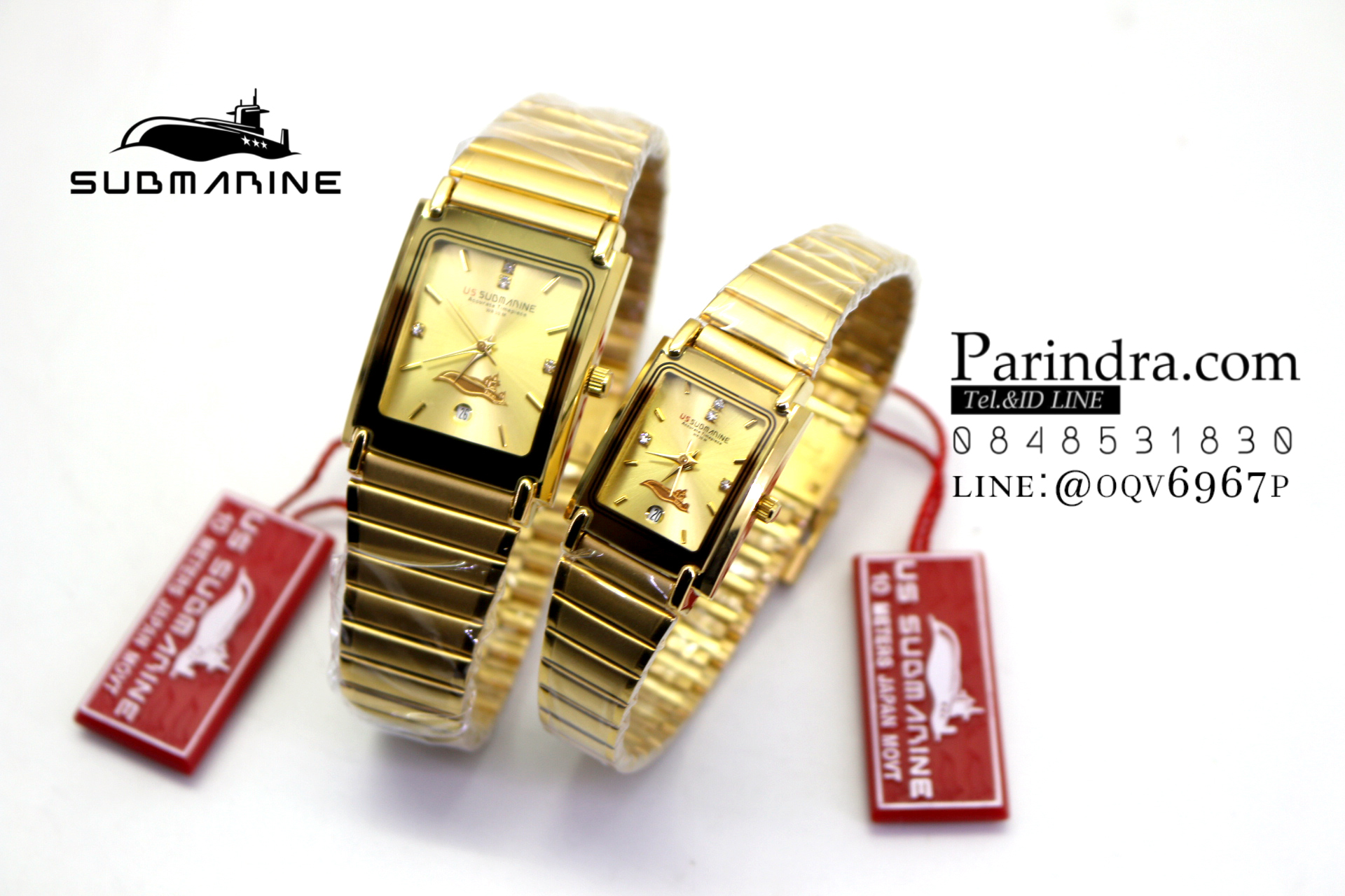 นาฬิกา US submarine รุ่น S1002M เรือนทองใหญ่สายทองหน้าปัดทอง