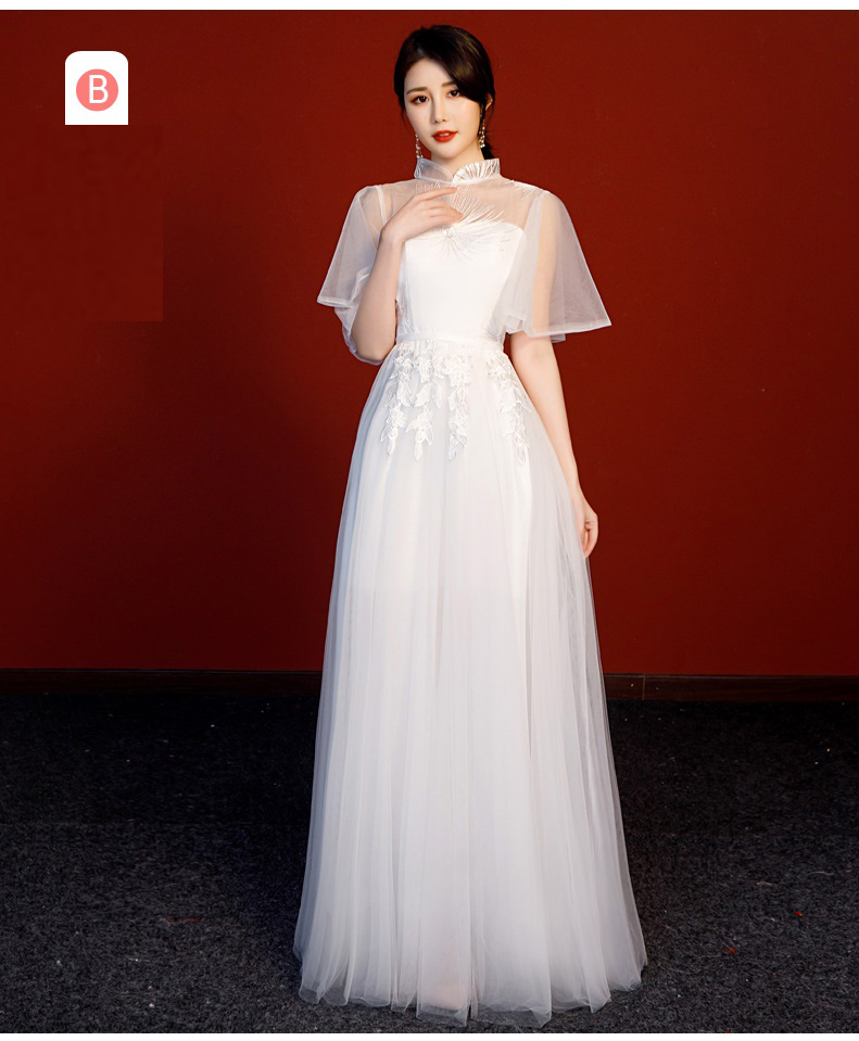 Pre-order เดรส สีขาว ชุดราตรียาว มีหลายแบบให้เลือก (ซิปหลัง)