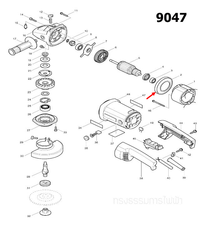 แผ่นบังทุ่น หินเจียร Makita-มากีต้า 9047 [#2] Pn.416131-9 (แท้) ##